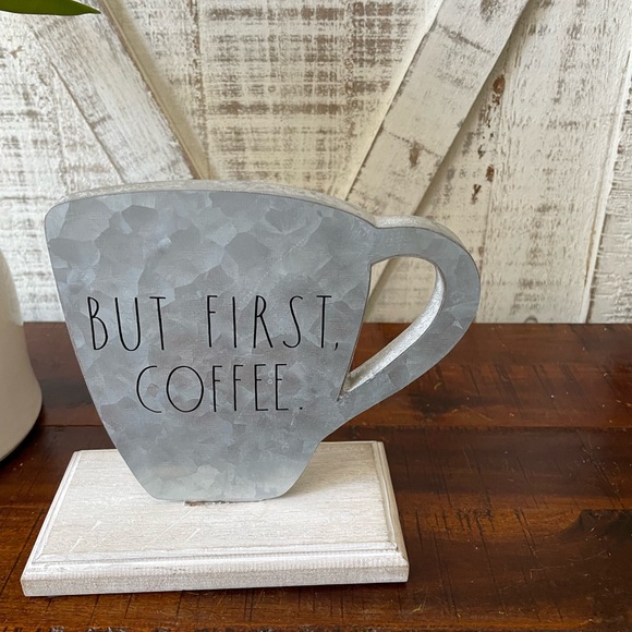 Galvanized Metal Coffee Sign with White Base By Rae Dunn - Picture 2 of 2